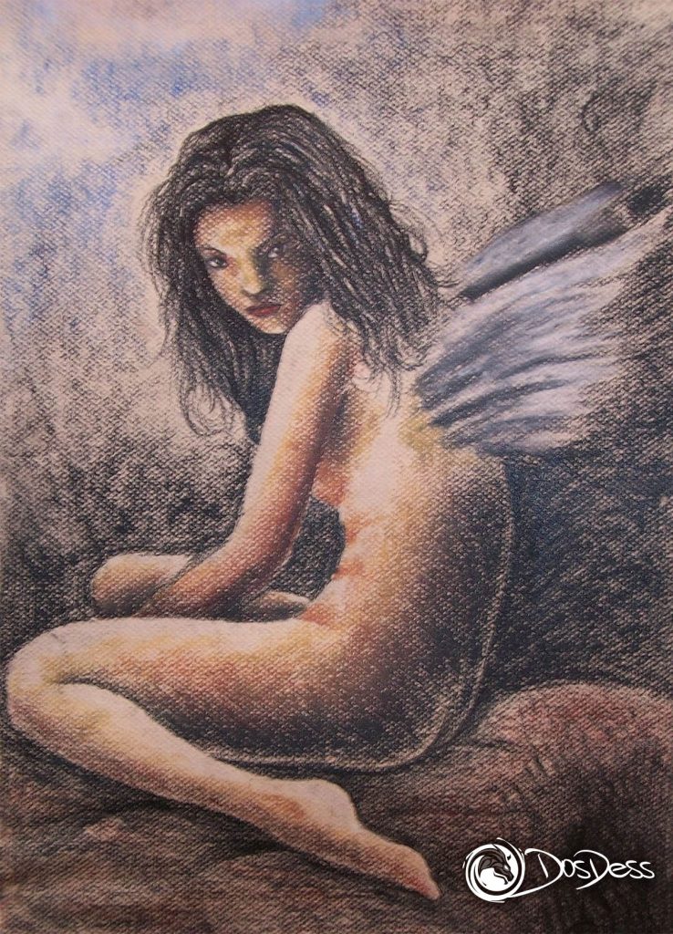 Chalk on watercolor paper.
Tiza pastel sobre papel acuarela.