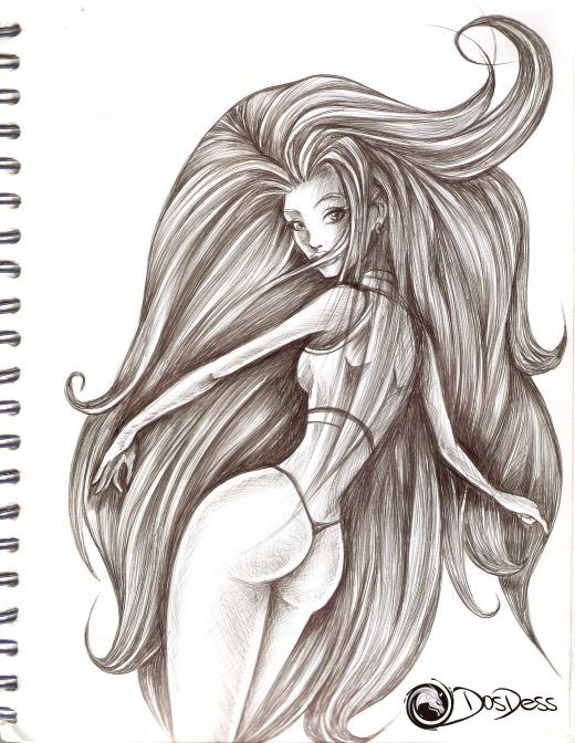 Long haired girl sketch